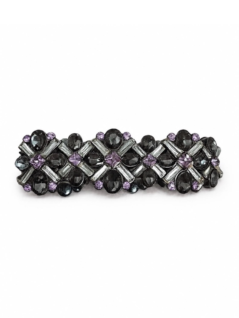 Sparkling Purple & Black Crystal Barrette - Women Jewelry